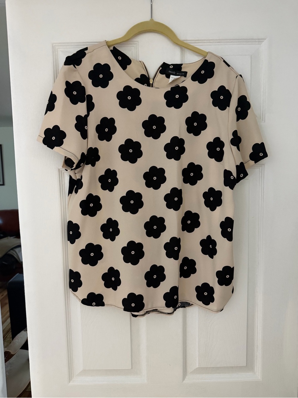 Mandy Evans Black Floral Print Blouse - Cream Base